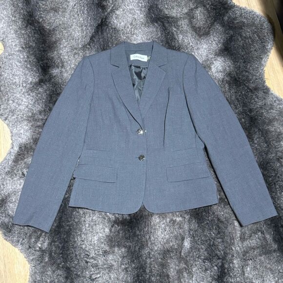 Calvin Klein Women 10P Gray Rayon Blend Blazer Career Office Rayon Blend - Picture 11 of 11
